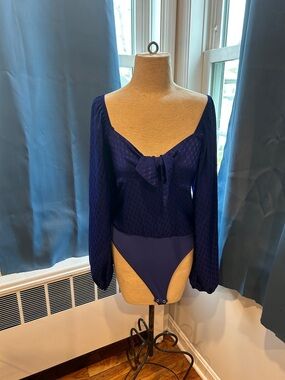 Express M Long Sleeve Blue Bodysuit